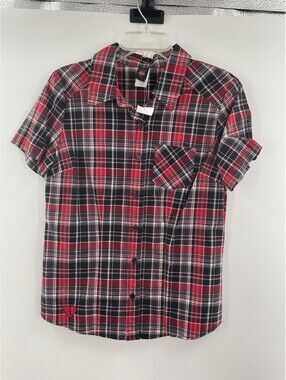 Sweet love NWT women’s large button up plaid shirt short sleeve 091